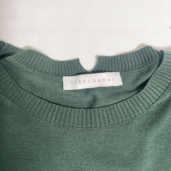 Sibel Saral Egyptian Cotton Knit Sweater Pullover Crew Neck Deep Green XS - Picture 2 of 9